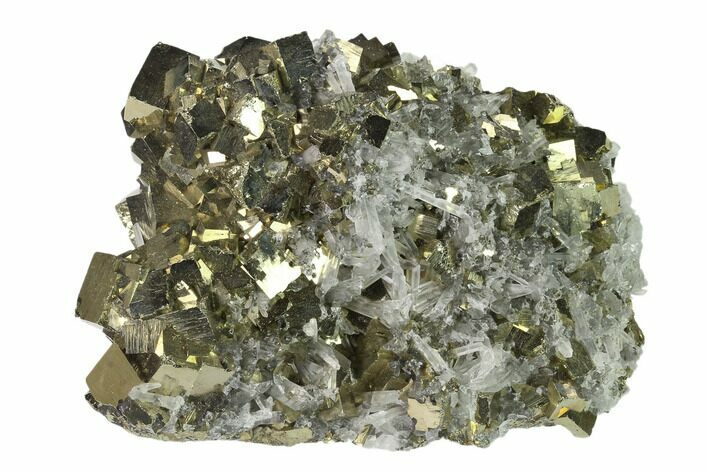 Cubic Pyrite & Quartz Crystal Association - Peru #136196